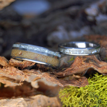 PUERTO RICO SEEDS & SHELLS SET | Sea Shell, Seeds Titanium His and Hers Wedding Rings