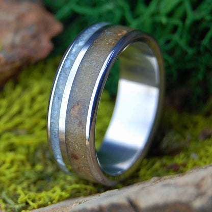 PUERTO RICO SEEDS & SHELLS OFFSET | Sea Shell, Seeds Titanium Men's Wedding Ring