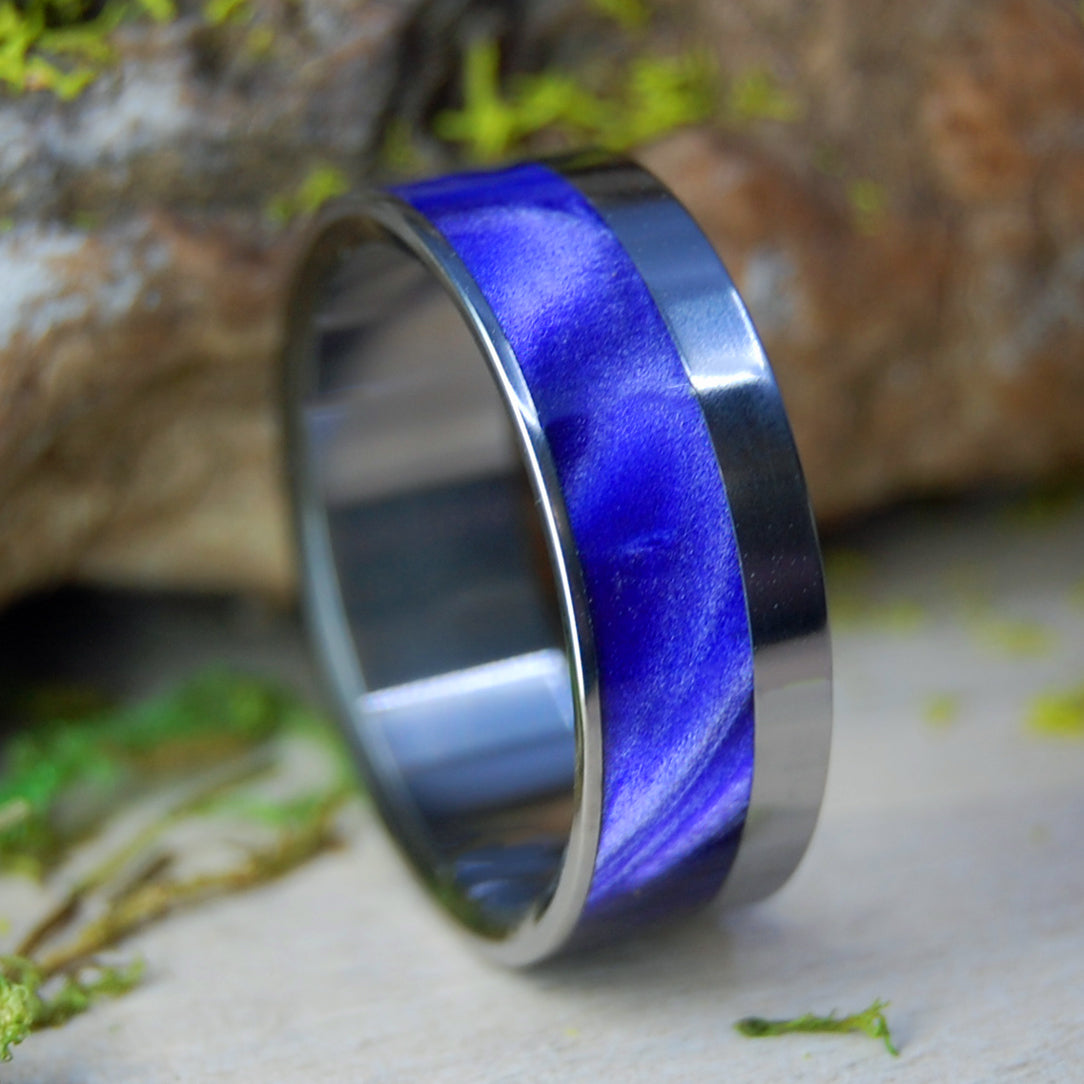 PURPLE HEART |  Purple Resin & Titanium Rings - Unique Wedding Rings - Minter and Richter Designs