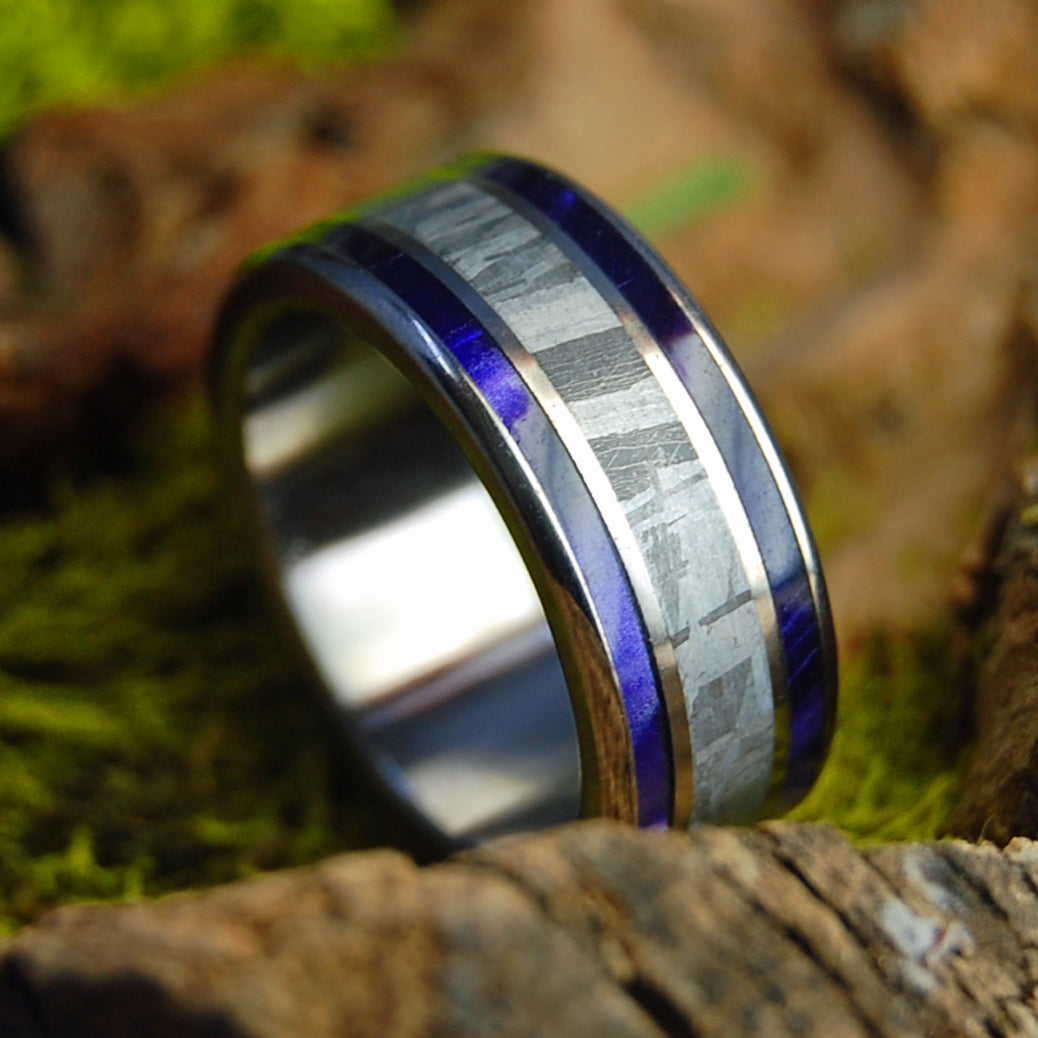 Purple Marbled Meteorite | Men's Purple Marbled Opalescent, Meteorite & Titanium Wedding Ring