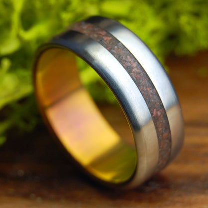 ALAND ISLANDS RAPAKIVI SUNSET | Men's Rapakivi Granite & Titanium Wedding Ring