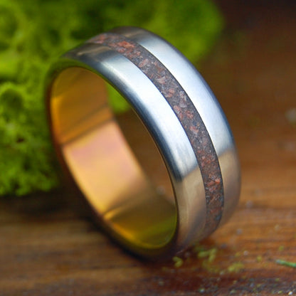 ALAND ISLANDS RAPAKIVI SUNSET | Men's Rapakivi Granite & Titanium Wedding Ring
