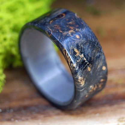 SANDBLASTED ELDER | Men's Black Box Elder Wood & Titanium Wedding Ring