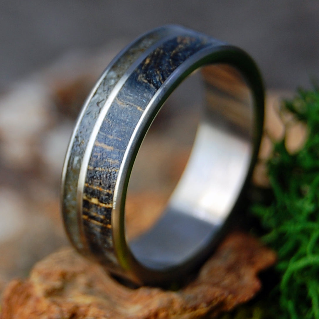 SPARTA IN BLACK | New Jersey Beach Sand & Black Box Elder Wood Titanium Wedding Ring