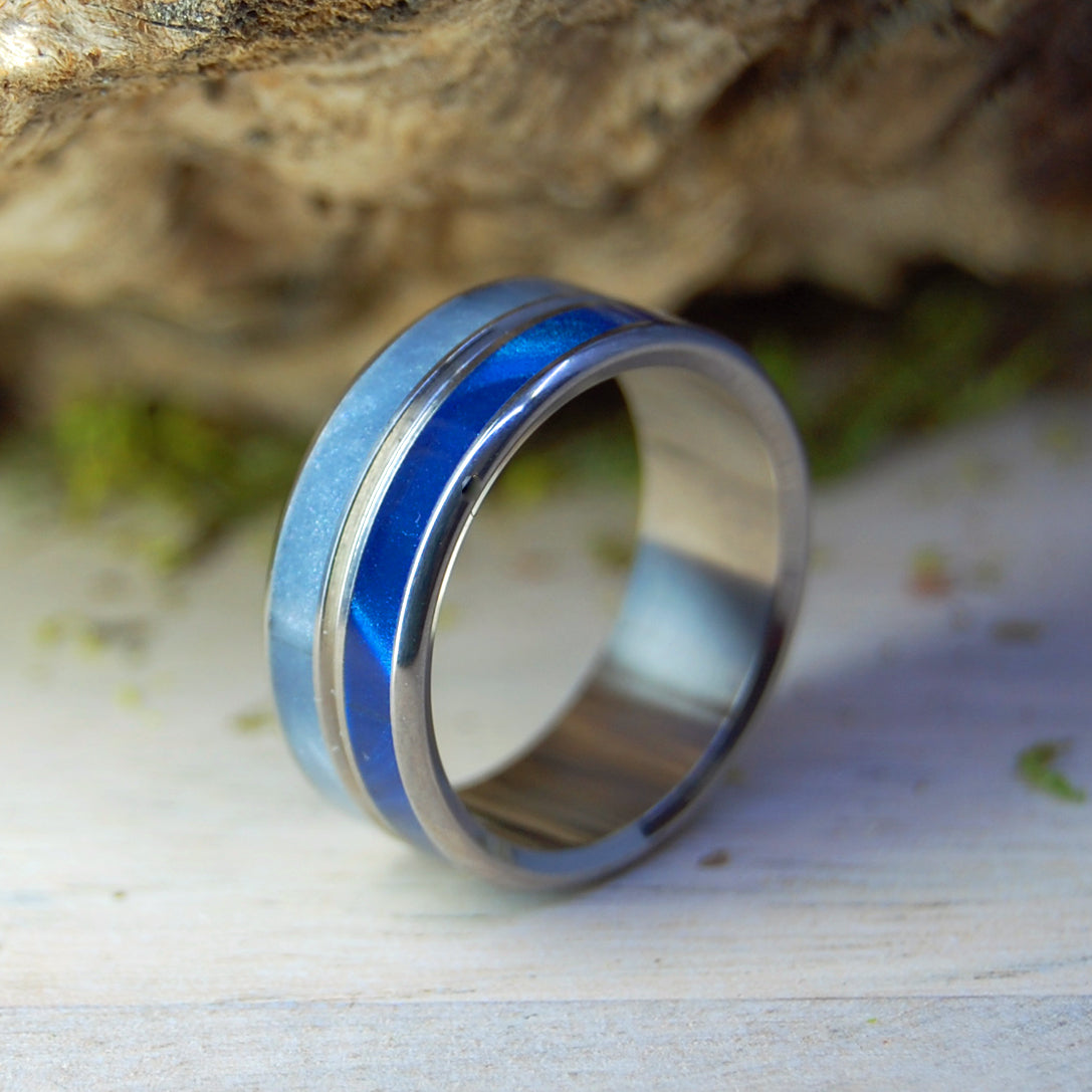 OCEAN EYES | SIZE 9 AT 8MM | Marbled Resin | Titanium Wedding Rings | On Sale - Minter and Richter Designs