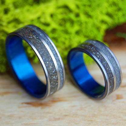 ST. PETES OF HERRADURA SET | Turquoise - Costa Rican and Florida Beach Sand & Titanium Wedding Rings