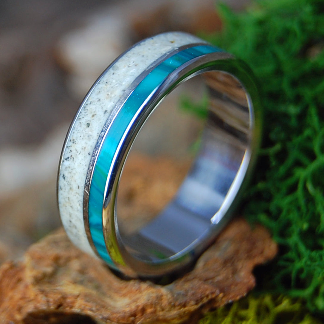 PINE POINT MAINE INOX | Beach Sand, Chrysocolla & Titanium Wedding Ring