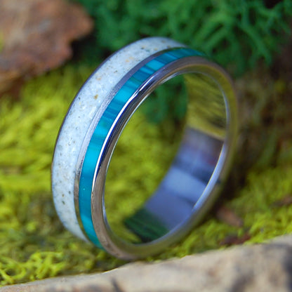 PINE POINT MAINE INOX | Beach Sand, Chrysocolla & Titanium Wedding Ring