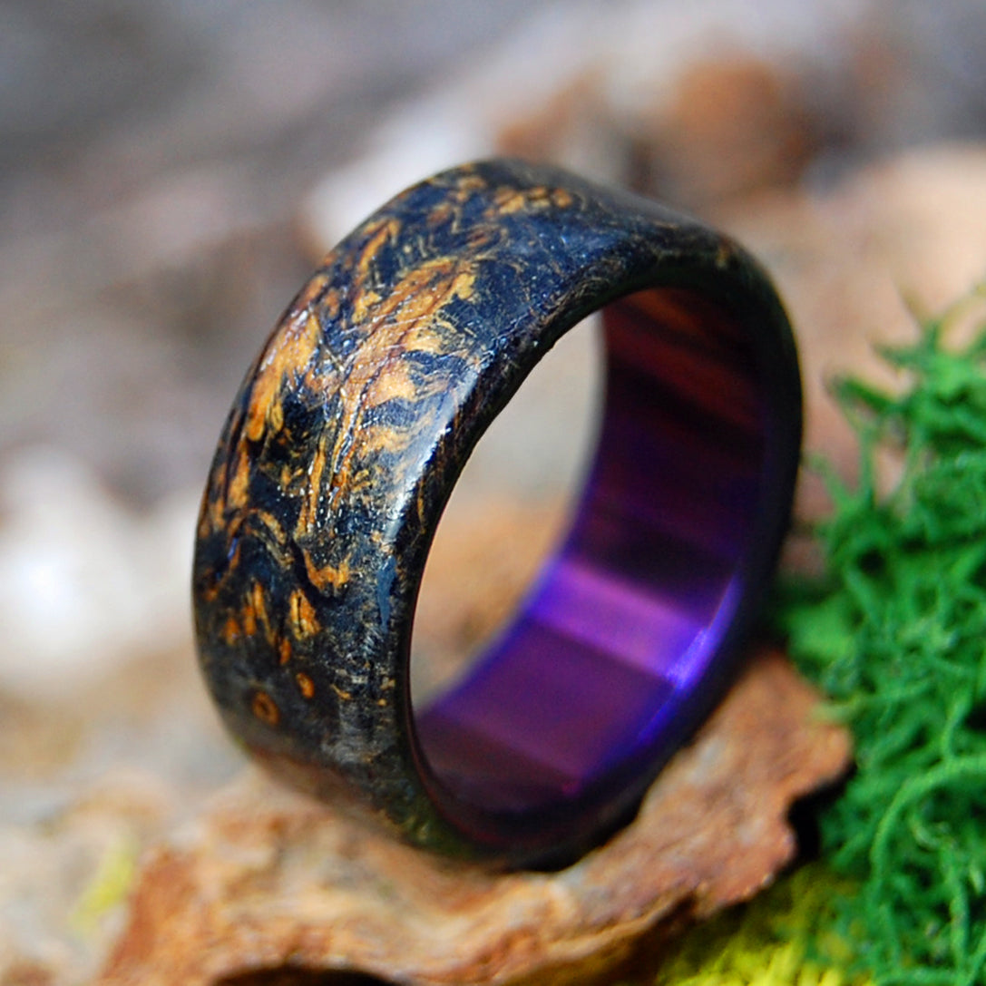 TRUE TO ME PURPLE | Men's Black Box Elder Wood & Titanium Wedding Ring
