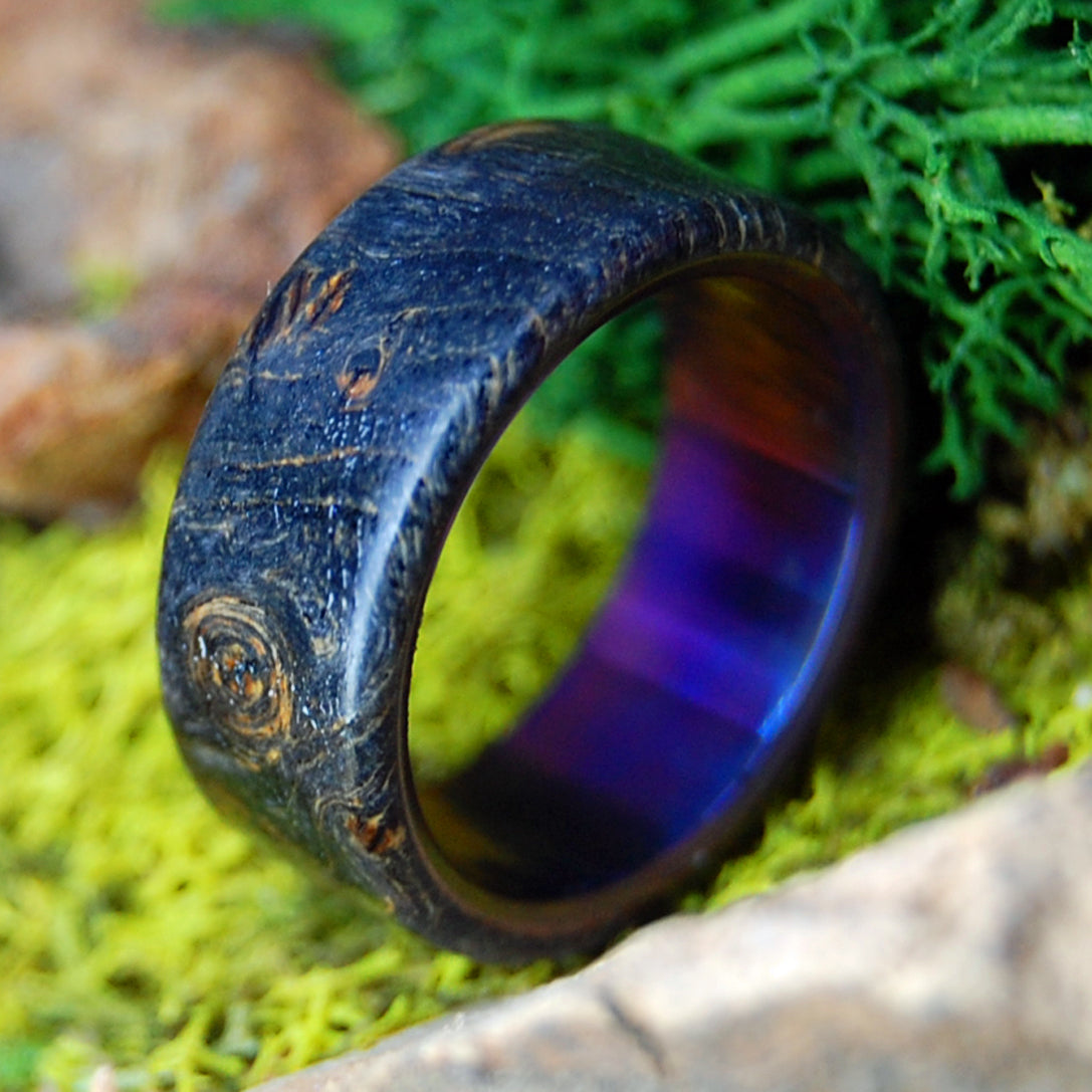 TRUE TO ME PURPLE | Men's Black Box Elder Wood & Titanium Wedding Ring