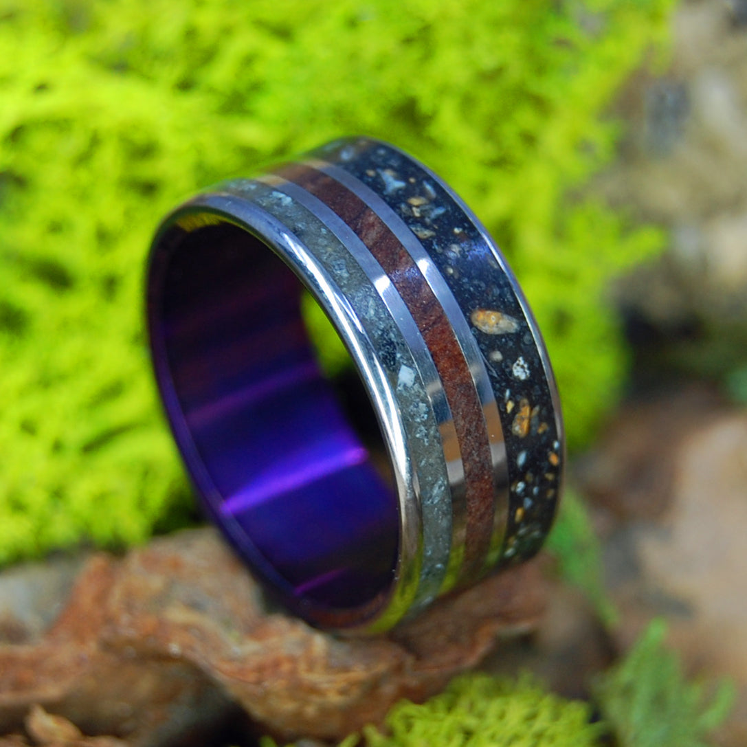 The Colors of Vermont | Vermont River Clay, Redwood, Icelandic Lava & Titanium Wedding Ring