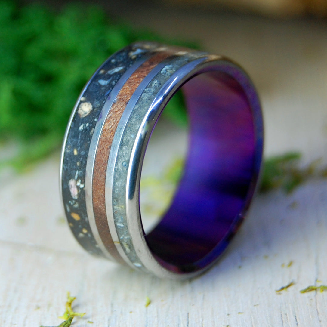 The Colors of Vermont | Vermont River Clay, Redwood, Icelandic Lava & Titanium Wedding Ring