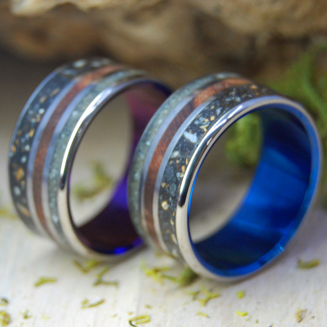 The Colors of Vermont Set | Vermont River Clay, Redwood, Icelandic Lava & Titanium Wedding Rings