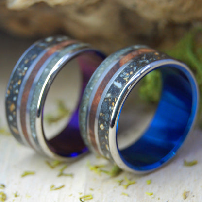 The Colors of Vermont Set | Vermont River Clay, Redwood, Icelandic Lava & Titanium Wedding Rings