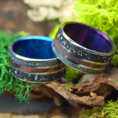 The Colors of Vermont Set | Vermont River Clay, Redwood, Icelandic Lava & Titanium Wedding Rings