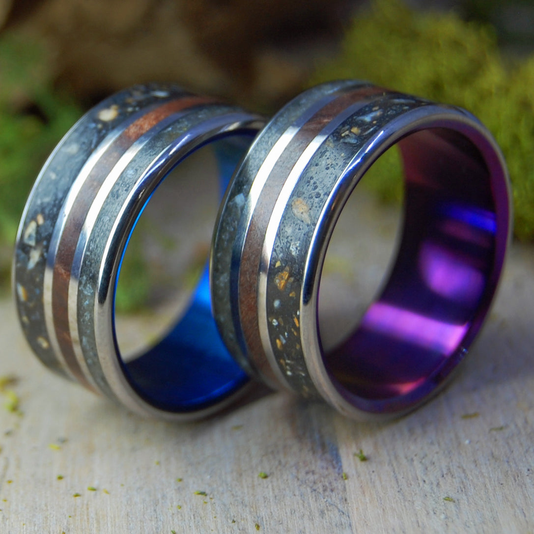 The Colors of Vermont Set | Vermont River Clay, Redwood, Icelandic Lava & Titanium Wedding Rings