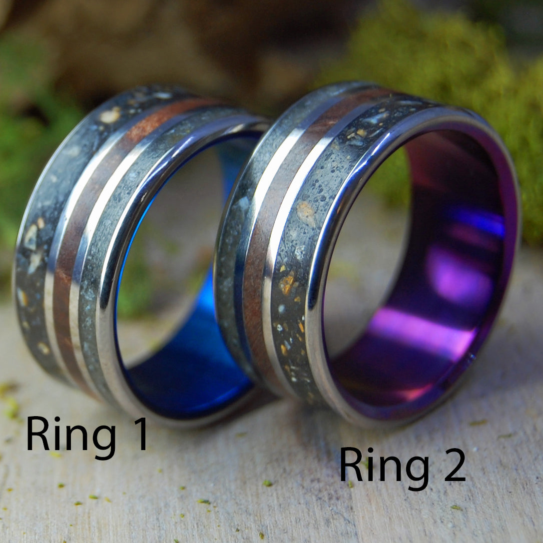 The Colors of Vermont Set | Vermont River Clay, Redwood, Icelandic Lava & Titanium Wedding Rings