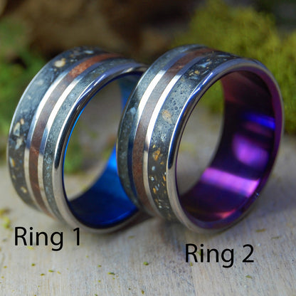 The Colors of Vermont Set | Vermont River Clay, Redwood, Icelandic Lava & Titanium Wedding Rings
