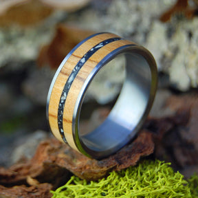 DAVID & GOLIATH IN THE VALLEY OF ELAH | Olive Wood & Stones from Valley of Elah, Israel - Titanium Wedding Ring - Minter and Richter Designs