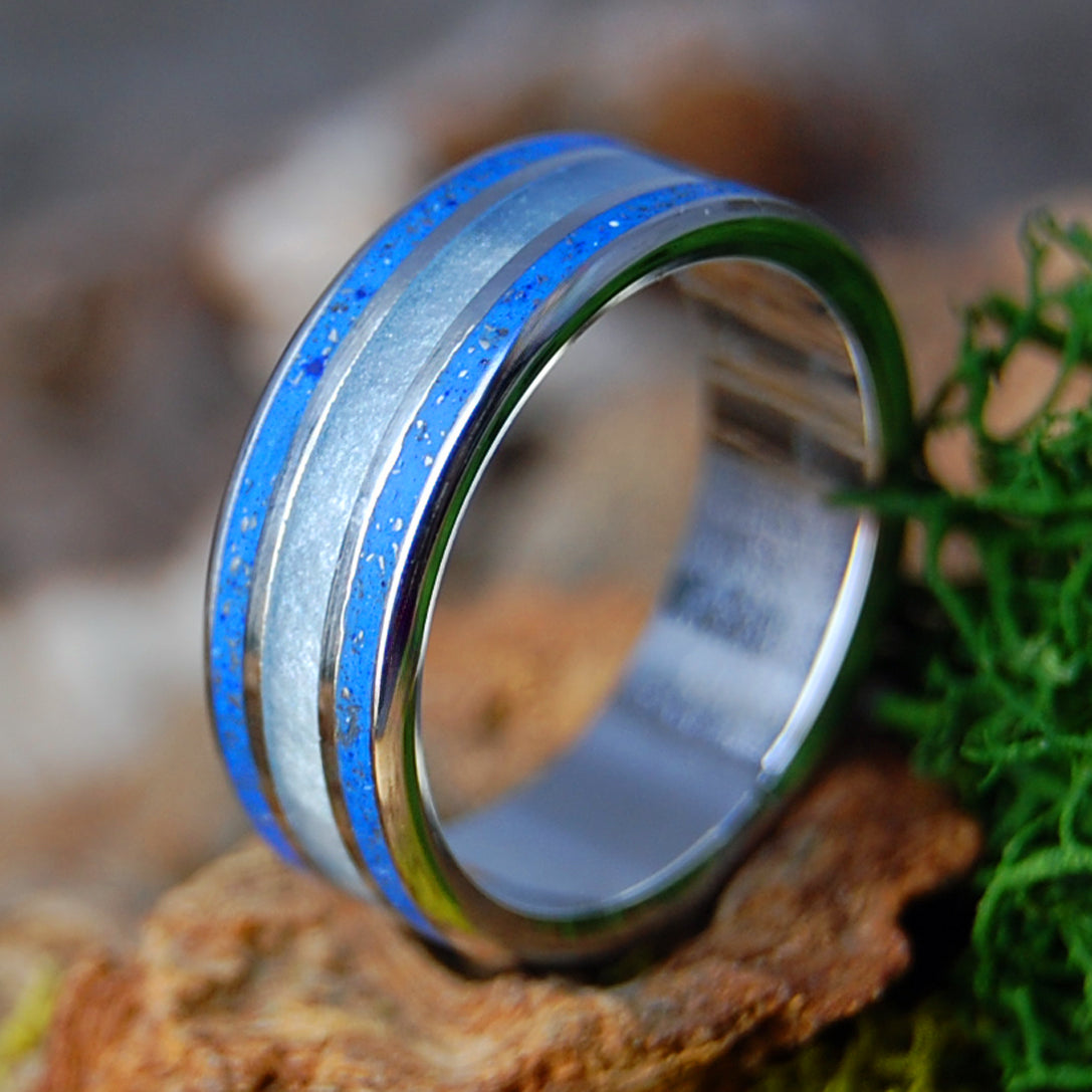 MERCEDES GUY NARROW | Men's Gray Marbled Opalescent & Inox Steel Wedding Ring