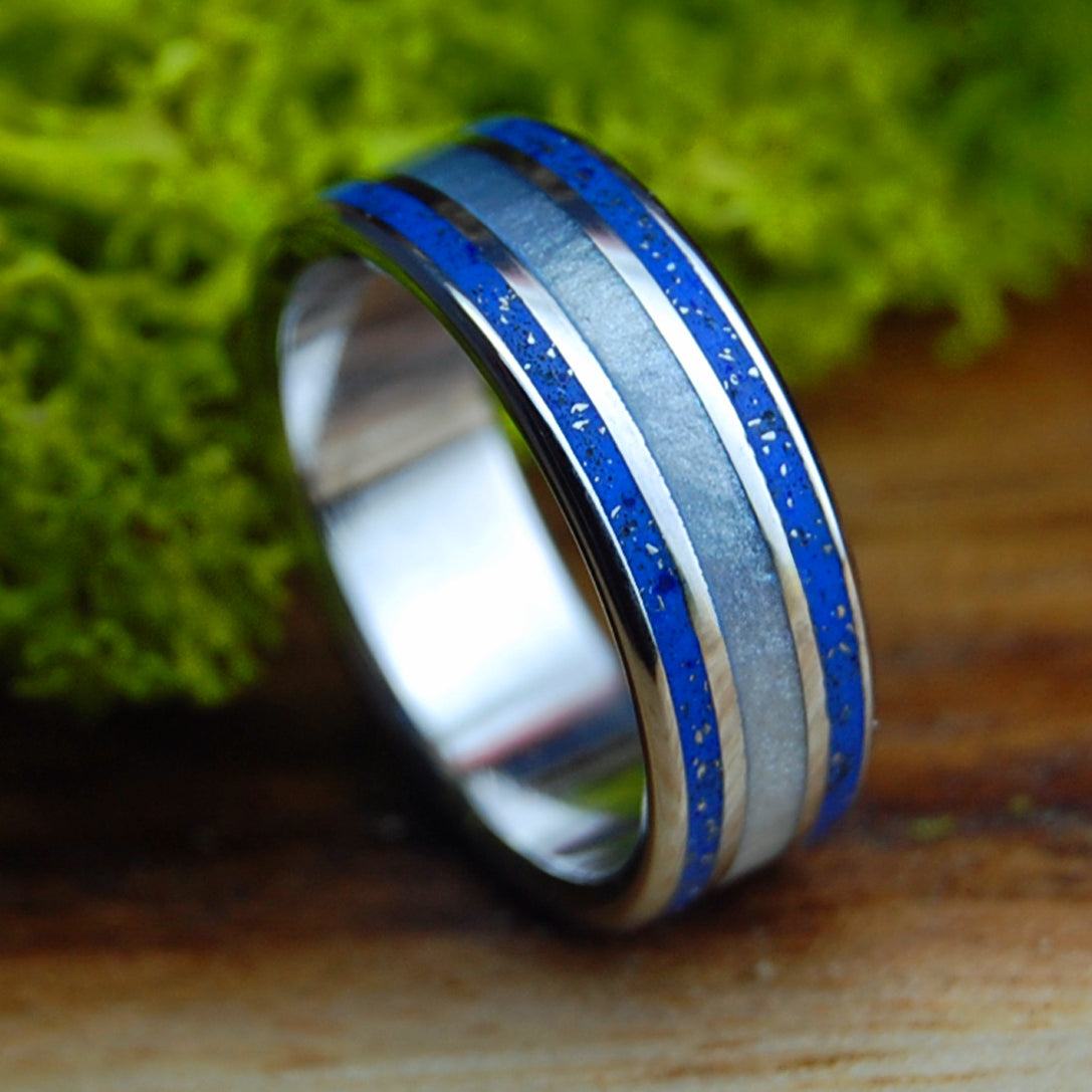 MERCEDES GUY NARROW | Men's Gray Marbled Opalescent & Inox Steel Wedding Ring