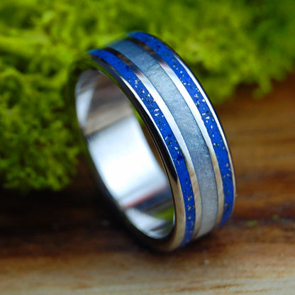 MERCEDES GUY NARROW | Men's Gray Marbled Opalescent & Inox Steel Wedding Ring