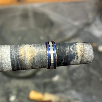 MERCEDES GUY NARROW | Men's Gray Marbled Opalescent & Inox Steel Wedding Ring