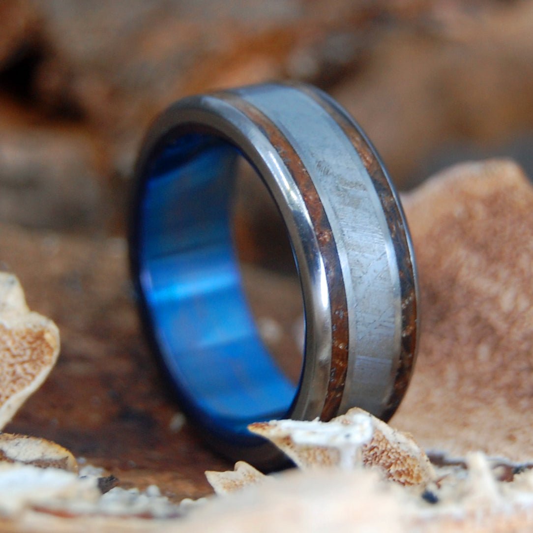A Drink To The Moon | Men's Meteorite, Whiskey Barrel & Titanium Wedding Ring - Minter and Richter Designs