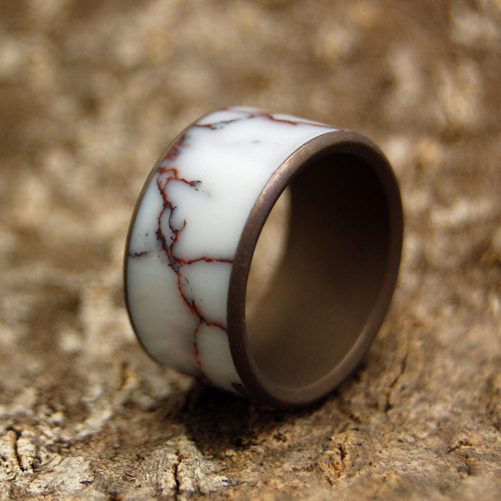 Across The Wild Horse Plains | Size 7.25 At 11mm | Wild Horse Jasper Stone | Unique Wedding Band | On Sale - Minter and Richter Designs