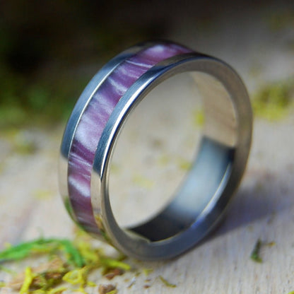 After the Rain | Size 5.5 At 5.6mm | Purple Marbled Opalescent | Unique Wedding Band | On Sale - Minter and Richter Designs