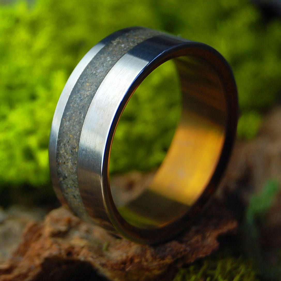 Aguadillo Beach Puerto Rico | Men's Aguadillo PR Beach Sand & Titanium Wedding Ring - Minter and Richter Designs