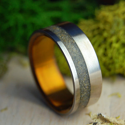 Aguadillo Beach Puerto Rico | Men's Aguadillo PR Beach Sand & Titanium Wedding Ring - Minter and Richter Designs