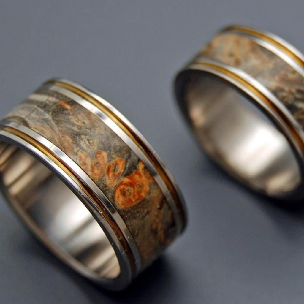 Alchemist | Handcrafted Titanium & Wooden Wedding Ring Set - Minter and Richter Designs