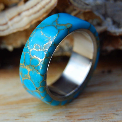 ALL I WANT IS YOU AND TIBETAN TURQUOISE | Men's Tibetan Turquoise & Titanium Wedding Ring - Minter and Richter Designs