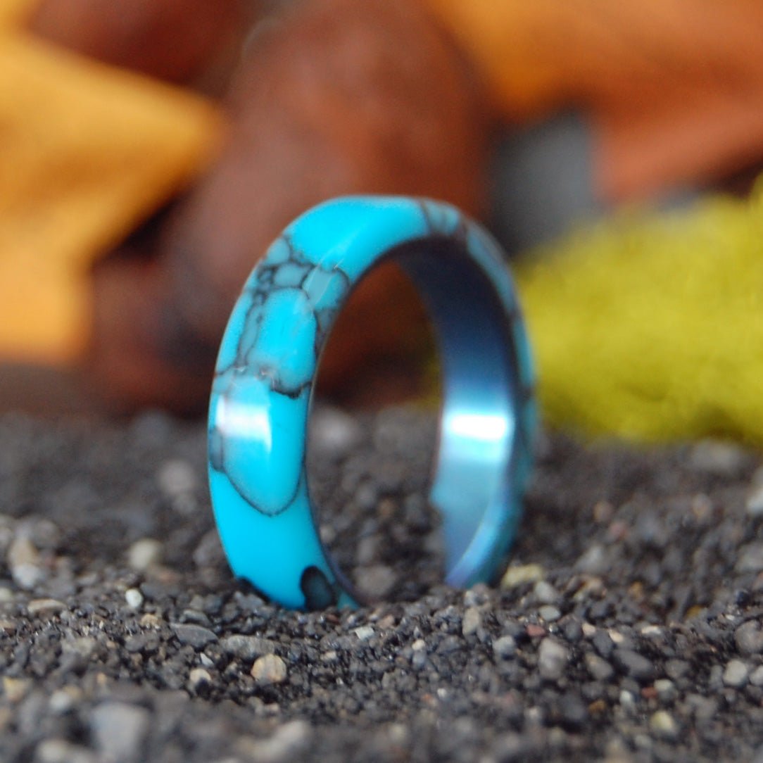 All I Want is You and Turquoise | Size 4.25 At 4.5mm | Turquoise Stone | Unique Wedding Band | On Sale - Minter and Richter Designs