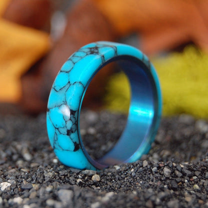 All I Want is You and Turquoise | Size 7.25 At 6mm | Titanium Wedding Ring | On Sale - Minter and Richter Designs
