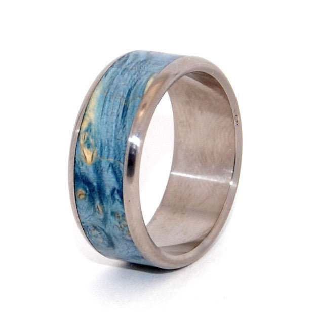 All We See | Men's Blue Box Elder Wood & Titanium Wedding Ring - Minter and Richter Designs