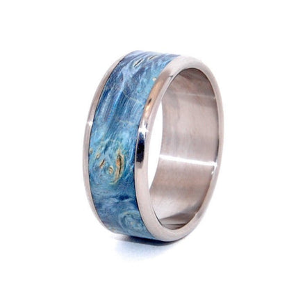 All We See | Men's Blue Box Elder Wood & Titanium Wedding Ring - Minter and Richter Designs