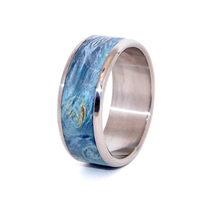 All We See | Men's Blue Box Elder Wood & Titanium Wedding Ring - Minter and Richter Designs