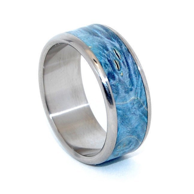 All We See | Men's Blue Box Elder Wood & Titanium Wedding Ring - Minter and Richter Designs
