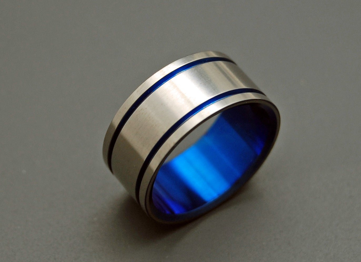 Alma Mater | Men's Blue & Titanium Wedding Ring - Minter and Richter Designs
