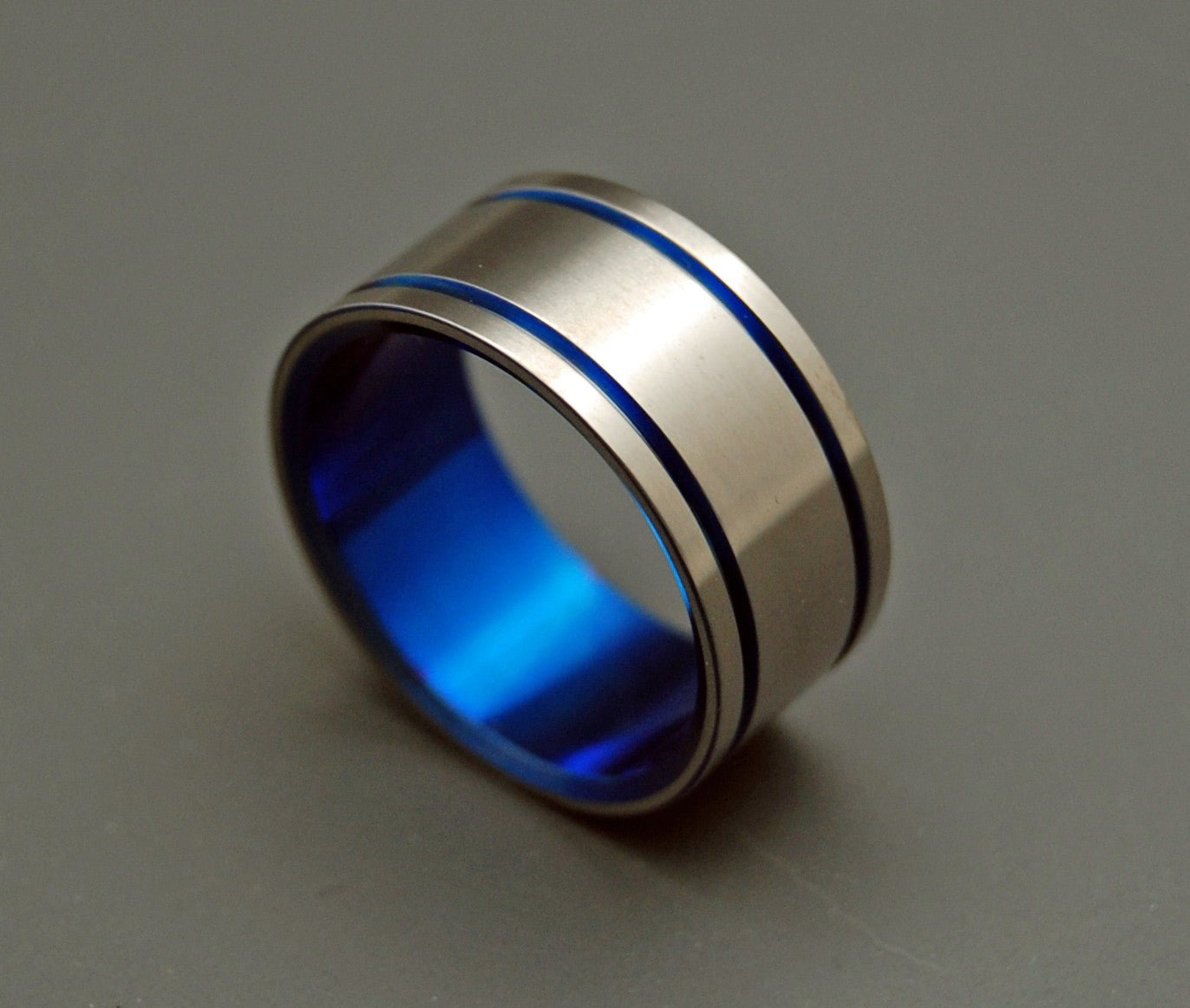 Alma Mater | Men's Blue & Titanium Wedding Ring - Minter and Richter Designs