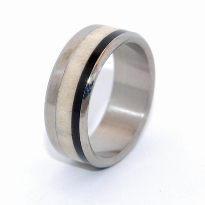 American Man| Size 9.5 At 7.9mm | Moose Antler & Bison Horn | Unique Wedding Band | On Sale - Minter and Richter Designs