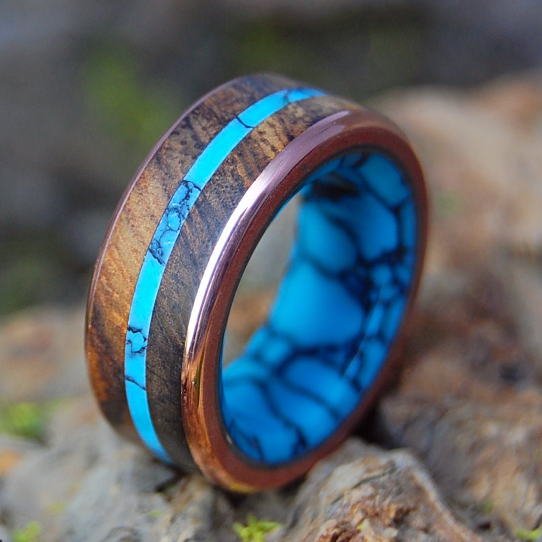 ARIZONA DESERT BONUS | Men's Desert Ironwood, Copper, Turquoise & Titanium Wedding Ring - Minter and Richter Designs