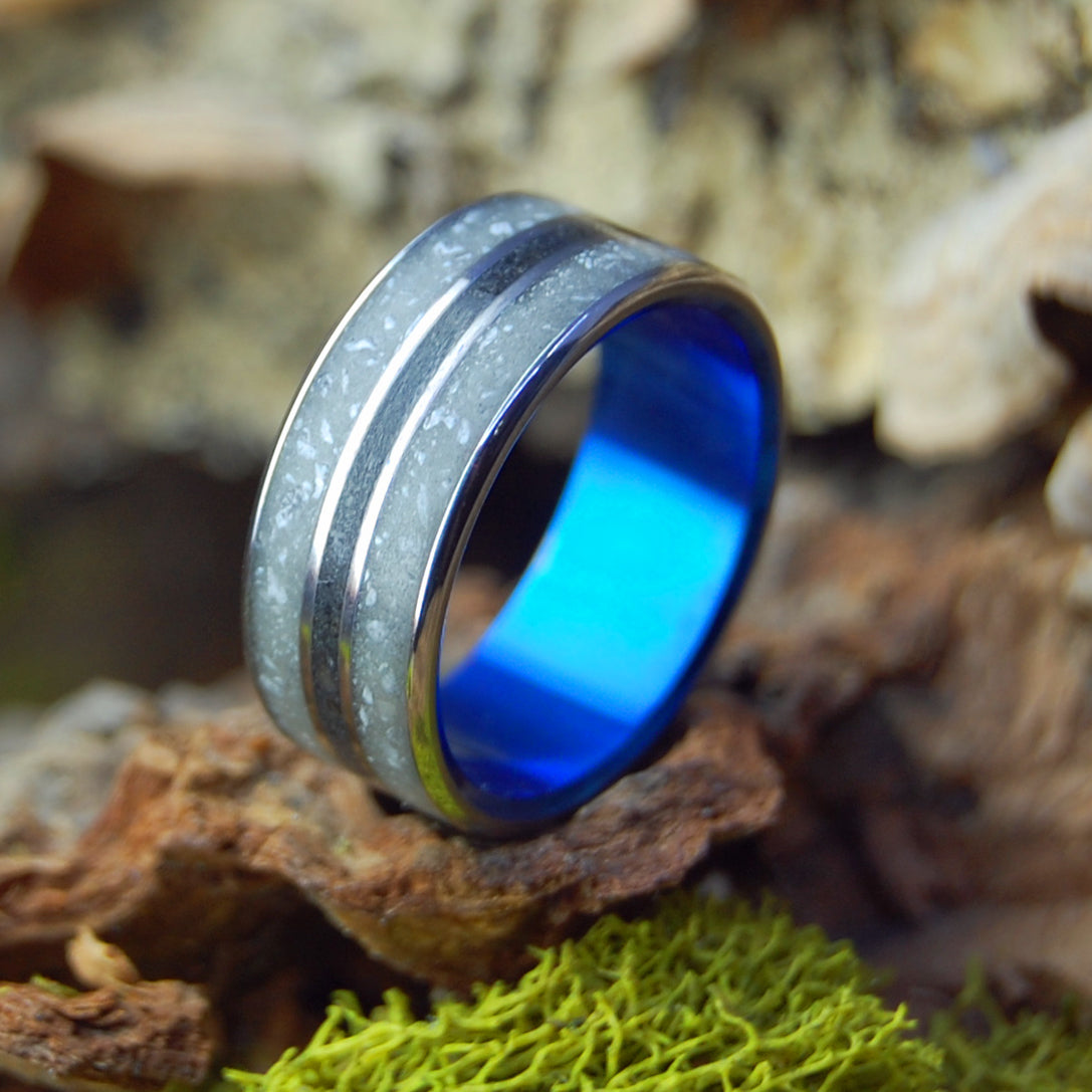 OUR BELOVED ARLINGTON CEMETARY IN BLUE | Arlington Cemetary Marble and Icelandic Lava  - Unique Wedding Rings - Minter and Richter Designs