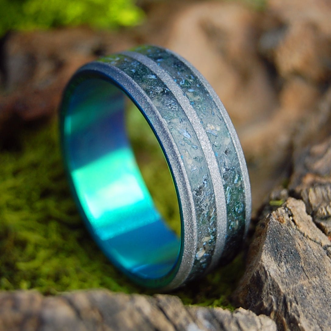 Armenian Obsidian Tomb Of Christ Green | Men's Jerusalem Earth, Armenian Obsidian & Green Wedding Ring - Minter and Richter Designs