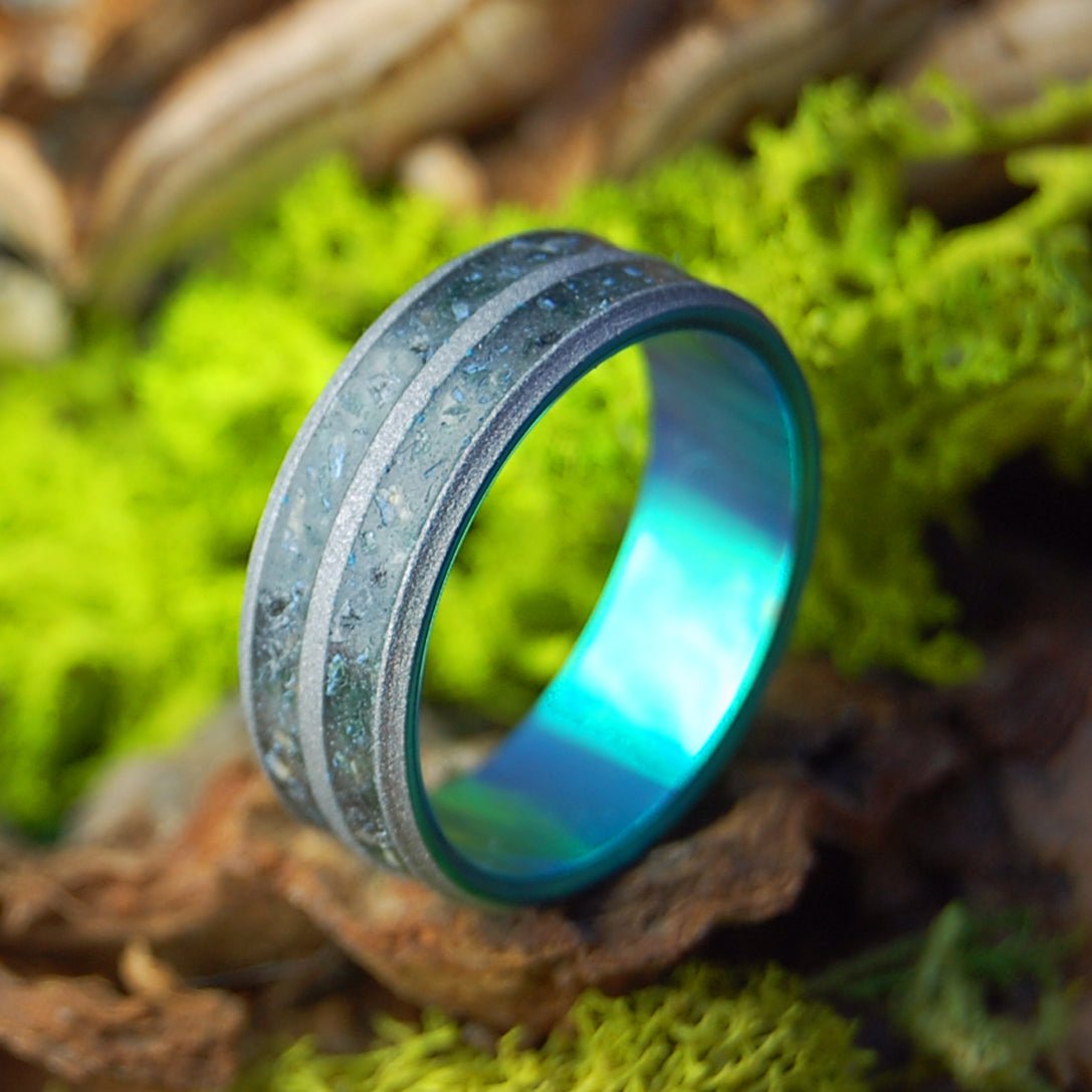 Armenian Obsidian Tomb Of Christ Green | Men's Jerusalem Earth, Armenian Obsidian & Green Wedding Ring - Minter and Richter Designs