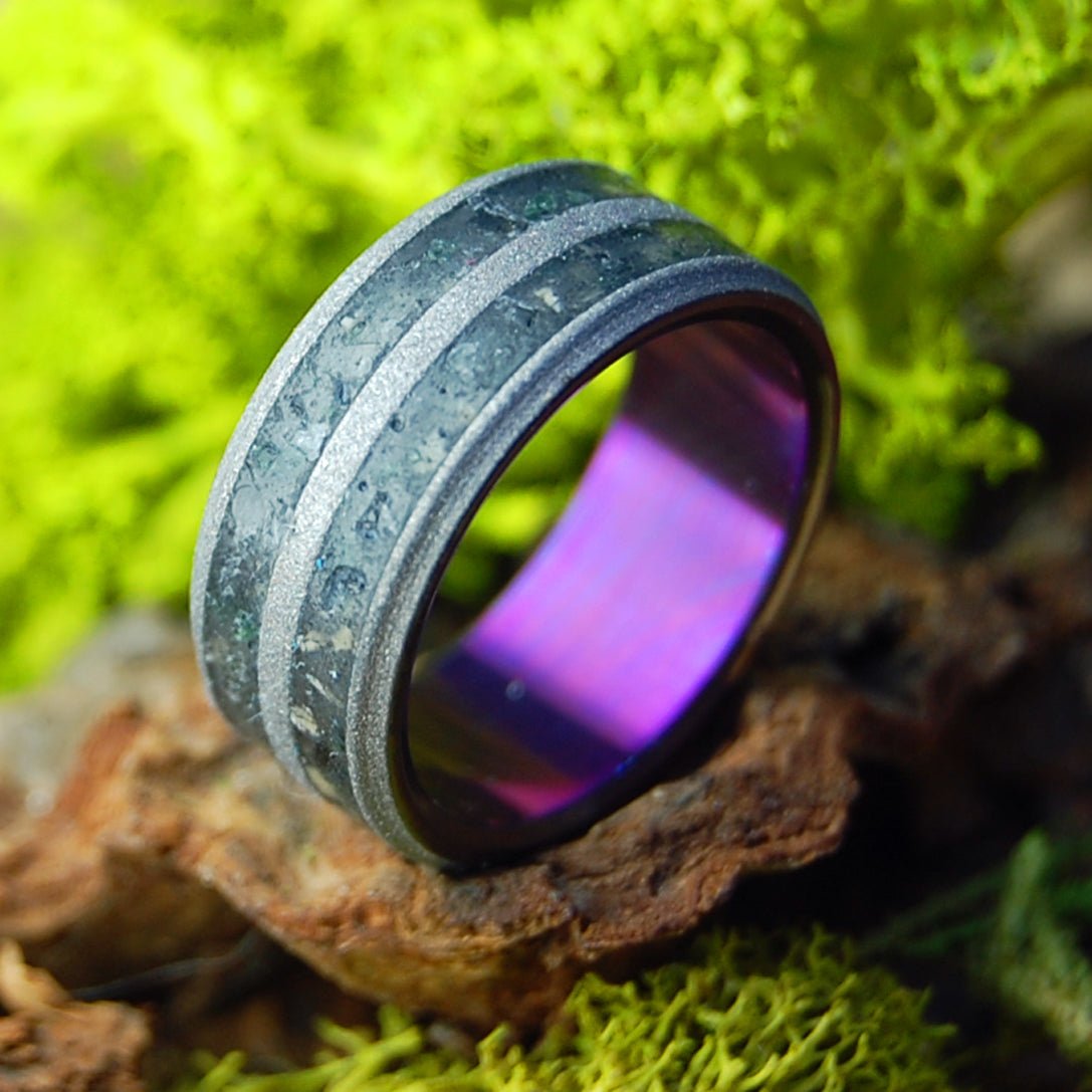 Armenian Obsidian Tomb Of Christ Purple | Men's Jerusalem Earth, Armenian Obsidian & Purple Wedding Ring - Minter and Richter Designs