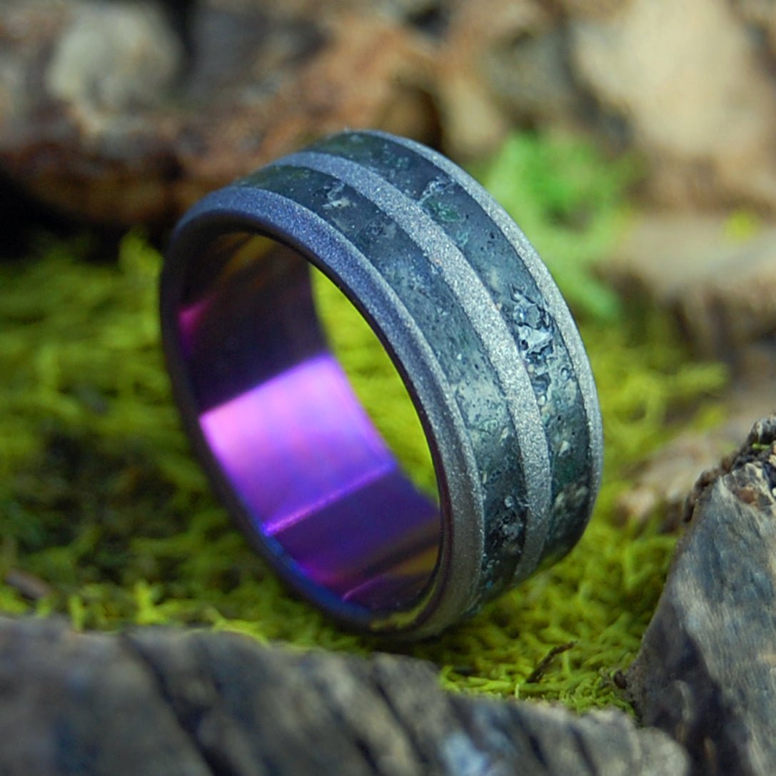 Armenian Obsidian Tomb Of Christ Purple | Men's Jerusalem Earth, Armenian Obsidian & Purple Wedding Ring - Minter and Richter Designs