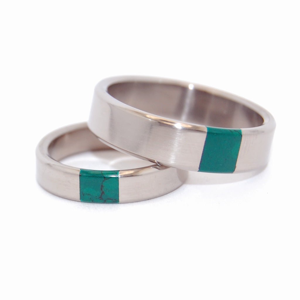 Arrant Jade | Titanium & Jade Stone Wedding Ring - Unique Wedding Ring Set - Minter and Richter Designs